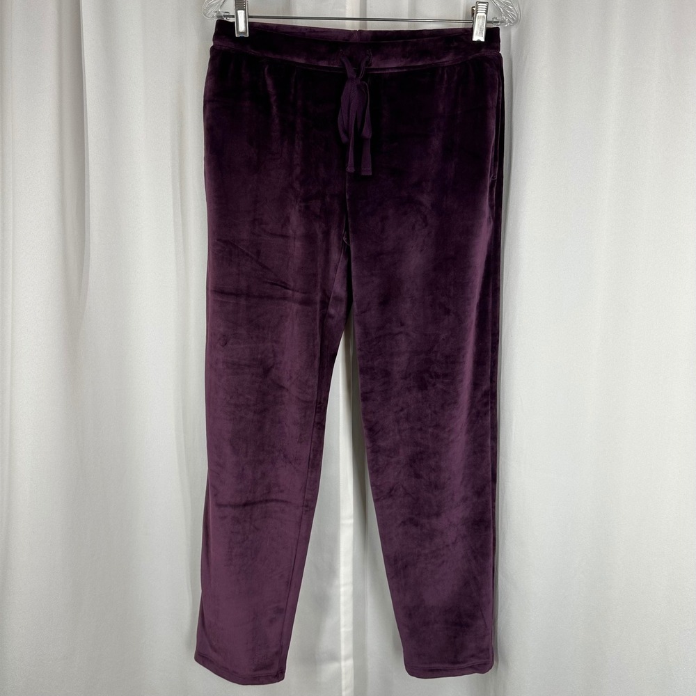 Natori 24/7 Plum Purple Velour Lounge Pants Drawstring Stretch Size S NWT